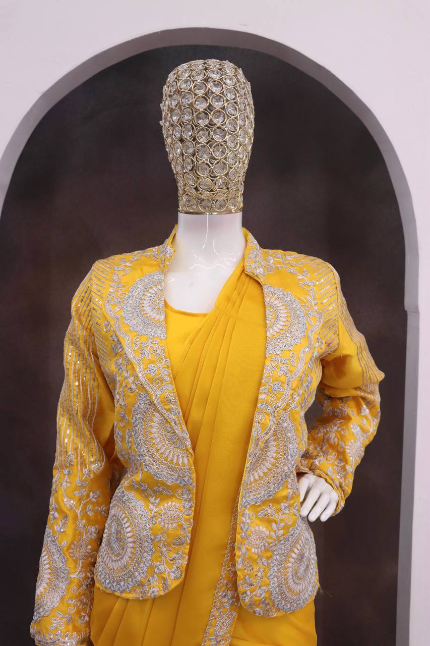 Stunning Pink Heavy Rangoli Silk Embroidery Sequence Saree