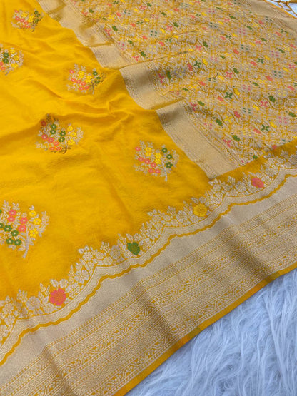 Exclusive White Georgette with Meenakari Work Saree