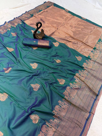 Amazing Green Soft Silk Saree with Zari Work