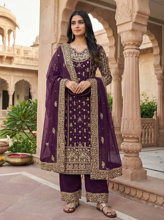 Stylish Georgette with Embroidery Sequence Work Sharara Suit