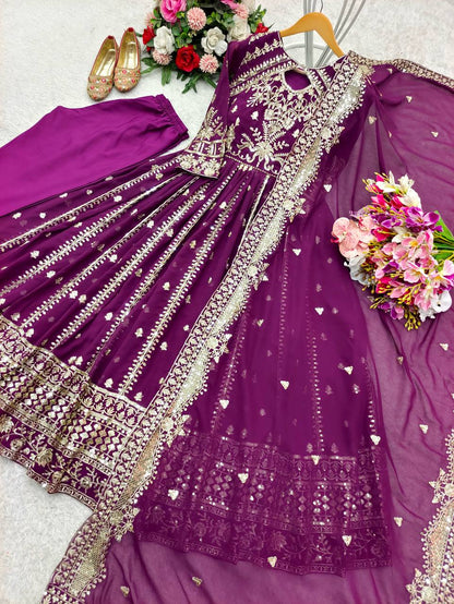Pink Color Georgette with Sequence Work Gown