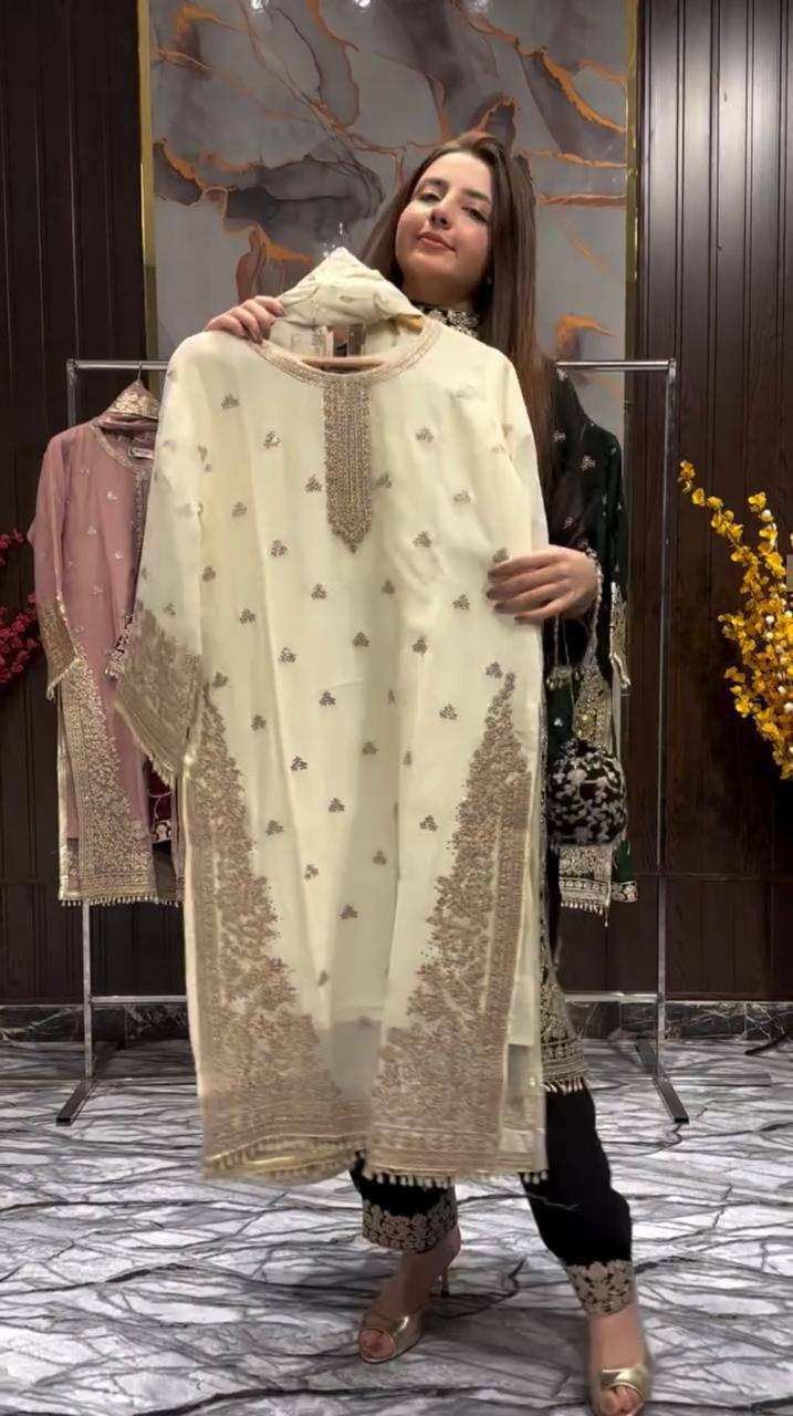 Stunning Black Zimmy Choo with Sequence Embroider Work Sharara Suit