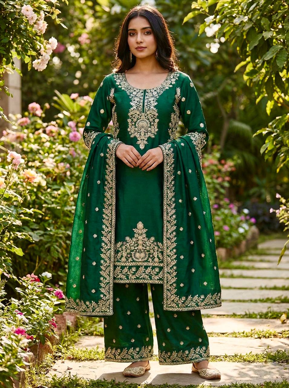 Exclusive Black GMY Silk Embroidery Sequence Work Sharara Suit
