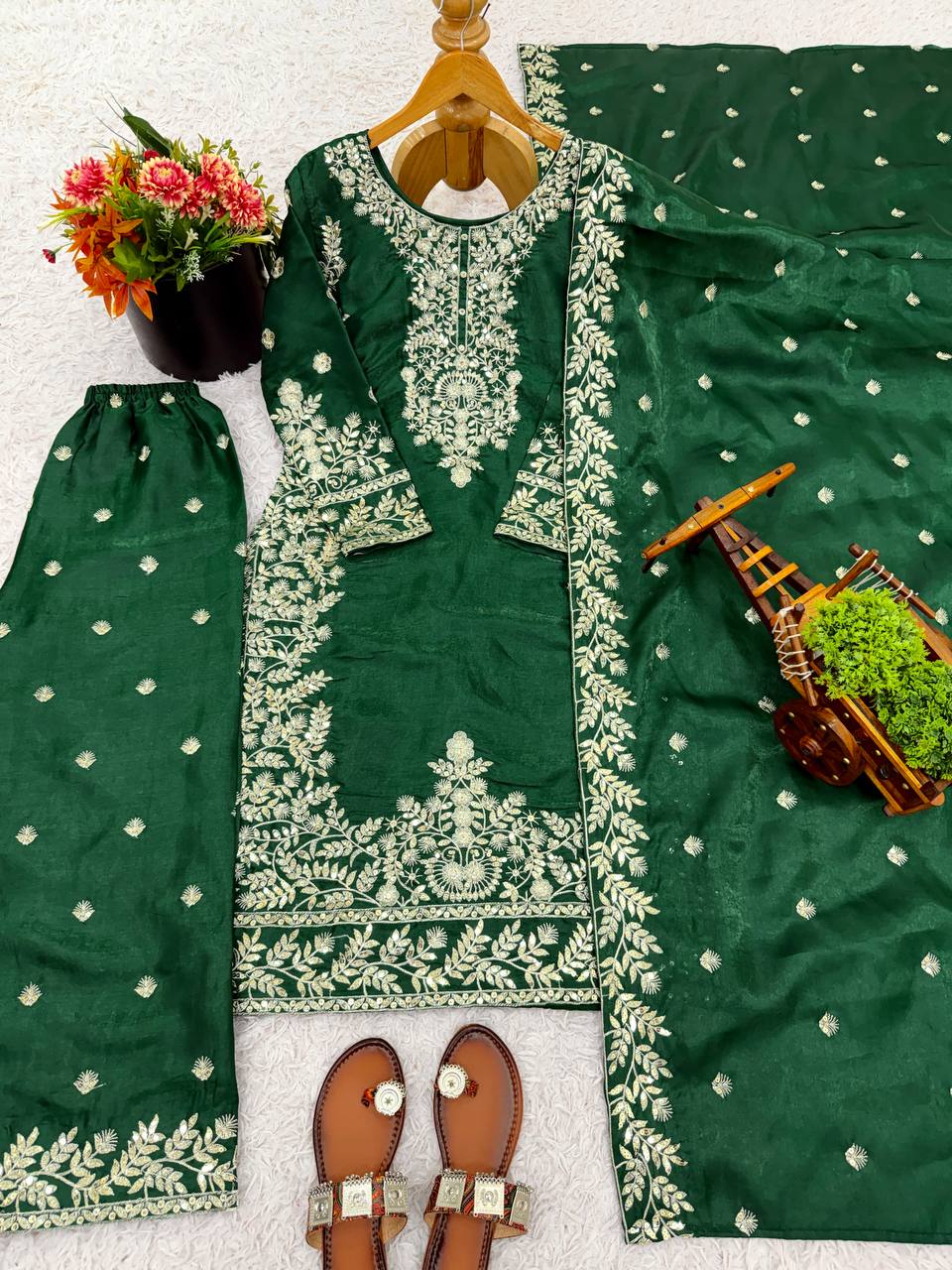 Exclusive Black GMY Silk Embroidery Sequence Work Sharara Suit